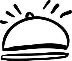 Hotel Food Plate With Rounded Cover Hand Drawn Outline Vinyl Svg File, Free Vectors File